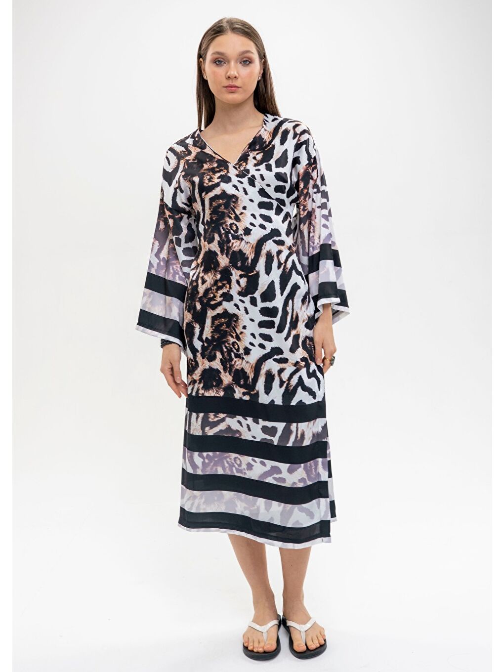 Karışık Modern Leopar Kimono-4