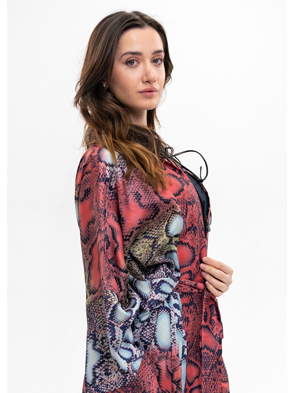 Karışık Yılan Desen Kimono-3