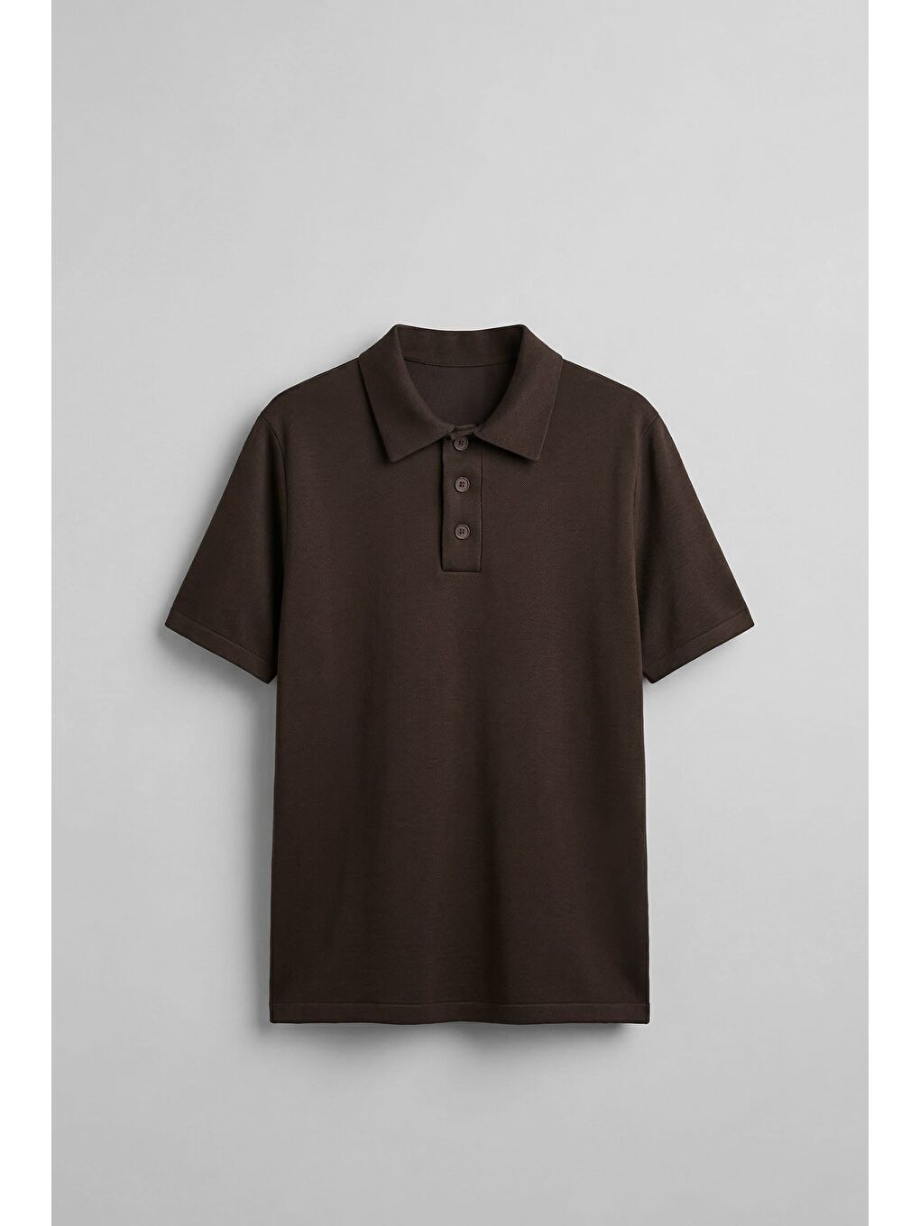 Erkek Relaxed Fit Basic Polo Yaka T-Shirt Kahverengi