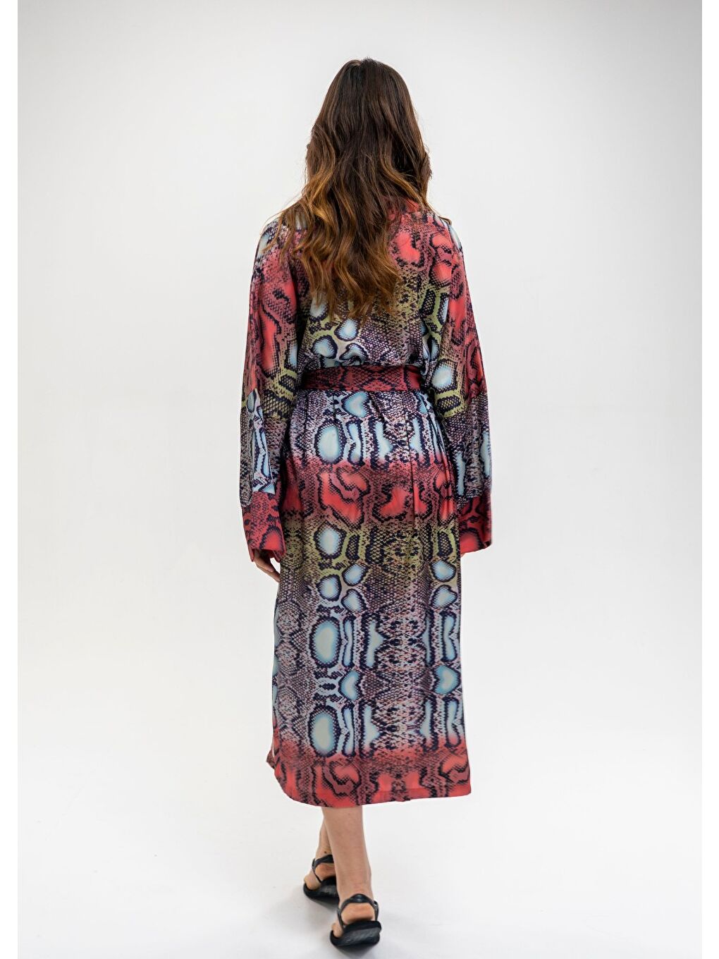 Karışık Yılan Desen Kimono-5