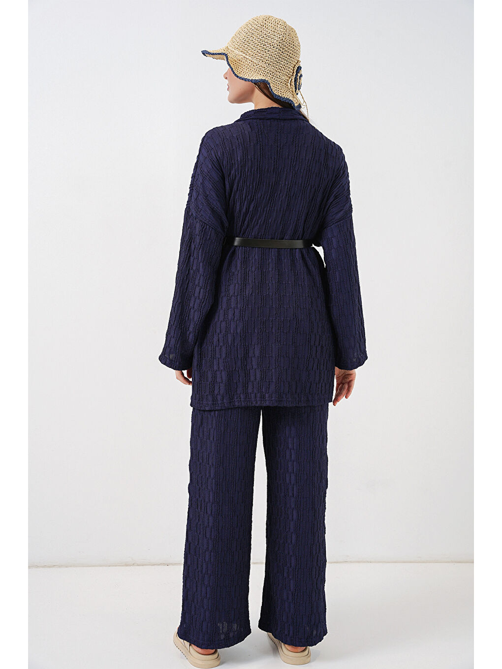 Kadın Kimono Pantolon İkili Takım 30078 - Lacivert-6