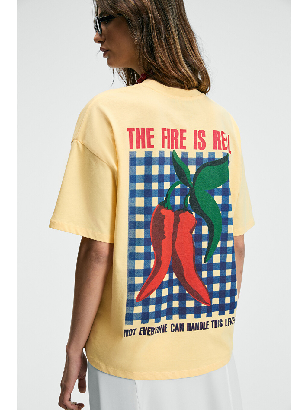 Sarı CASSIANE Kadın Bisiklet Yaka Kısa Kollu Ön Ve Arka Baskılı Regular SARI T-Shirt-4
