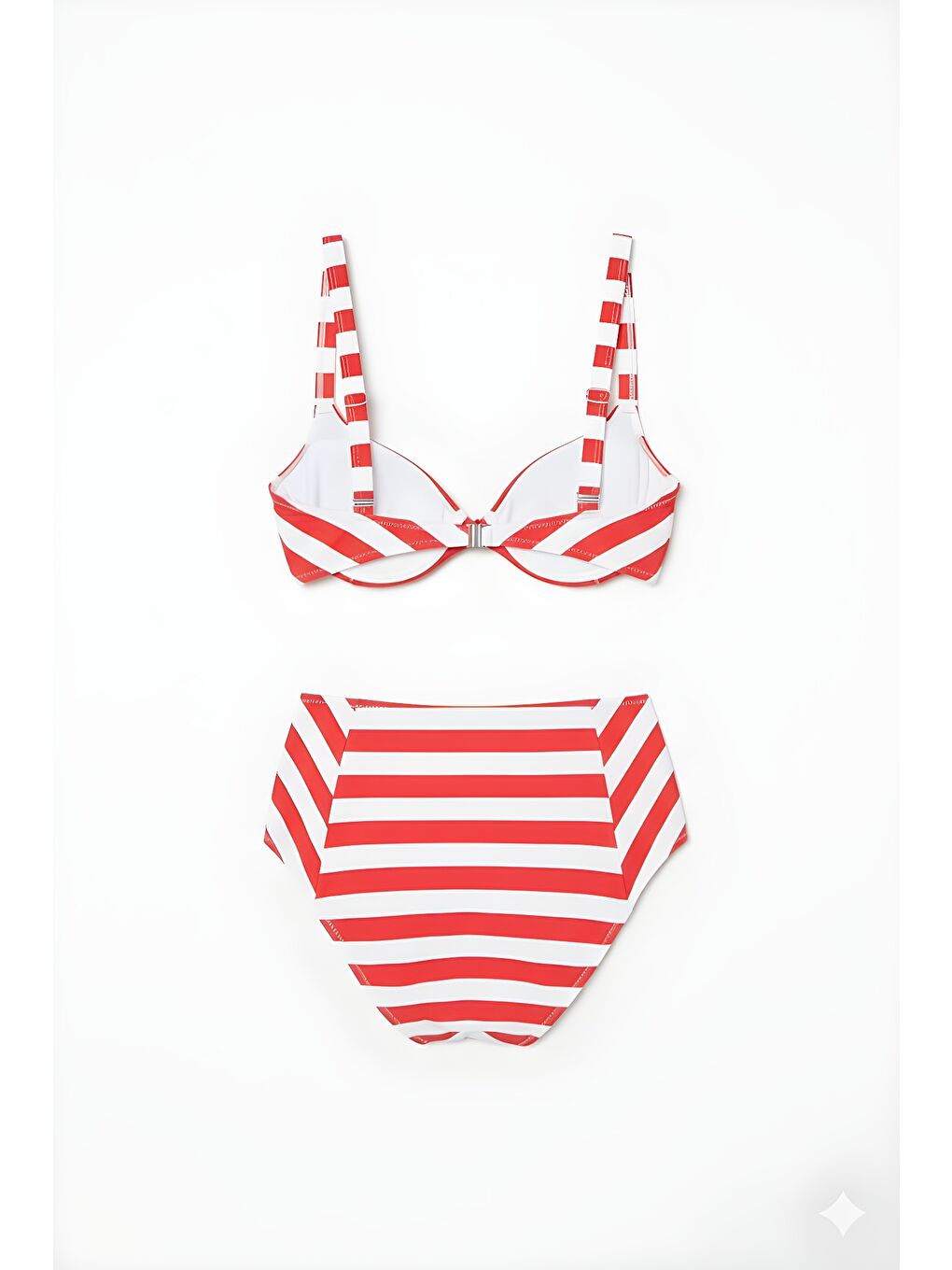 Yüksek Bel Straplez Bikini Takım 3225 Kırmızı/Beyaz-1