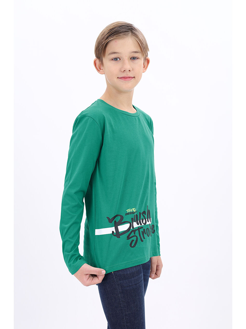 Yeşil Erkek Çocuk Baskılı Tişört-1