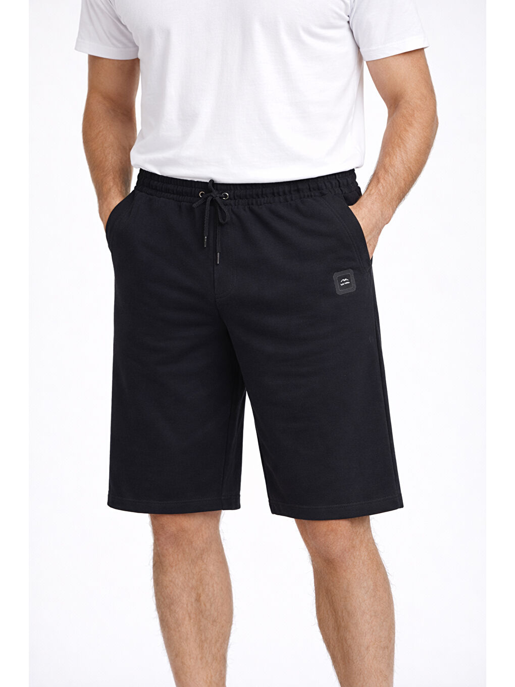 Erkek Penye 3 Cepli Şort Kapri 377 Siyah-3