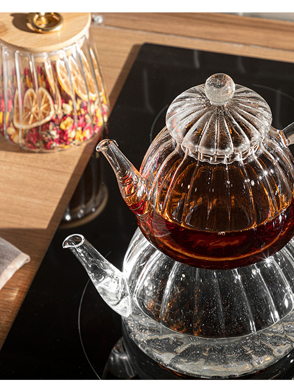 Renksiz Rosella Borosilikat Cam Çaydanlık 600 ml + 1000 ml Şeffaf-1