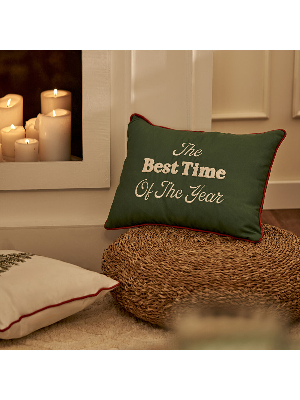 New Year Yılbaşı Kırlent Kılıfı Yeşil (35x50 cm)-1