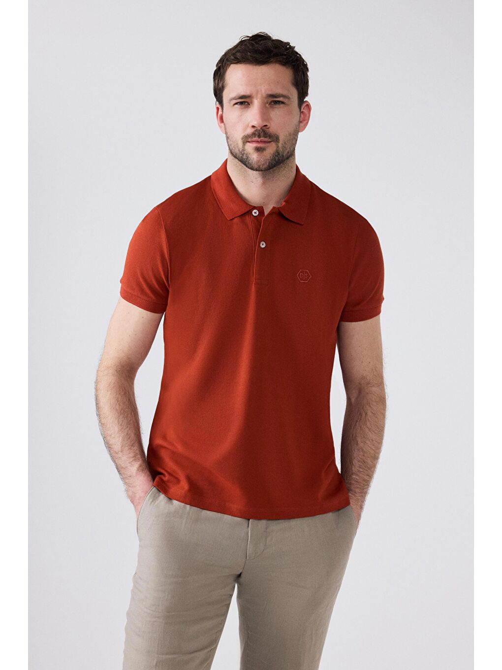 Regular Fit Siyah/Açık Mavi/Kiremit Pike Dokulu %100 Pamuk Polo Yaka T-Shirt-3