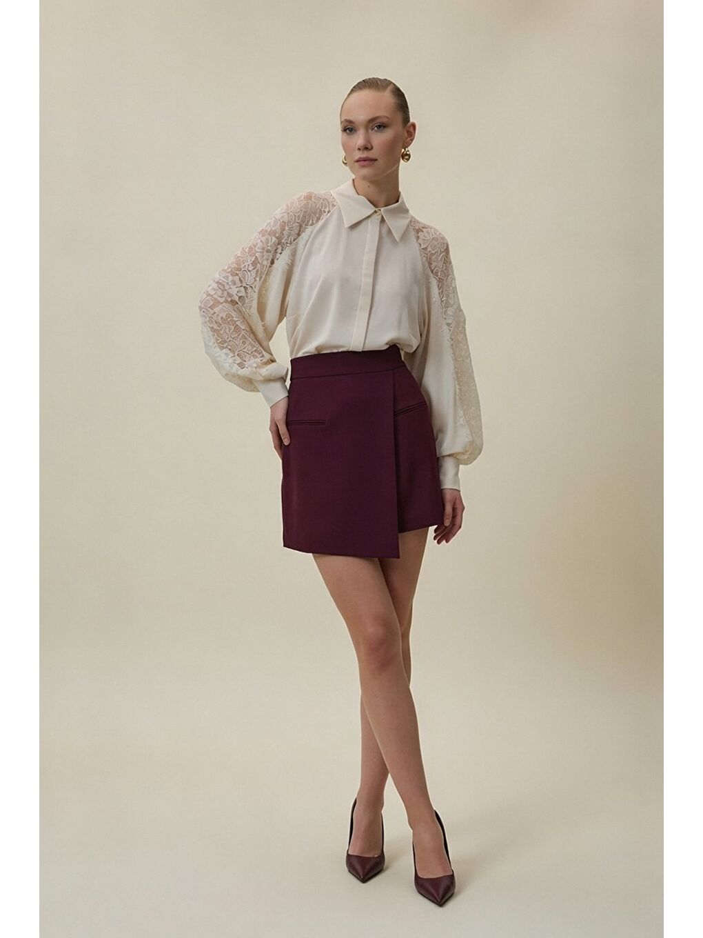 Talia Şort Etek - Mürdüm