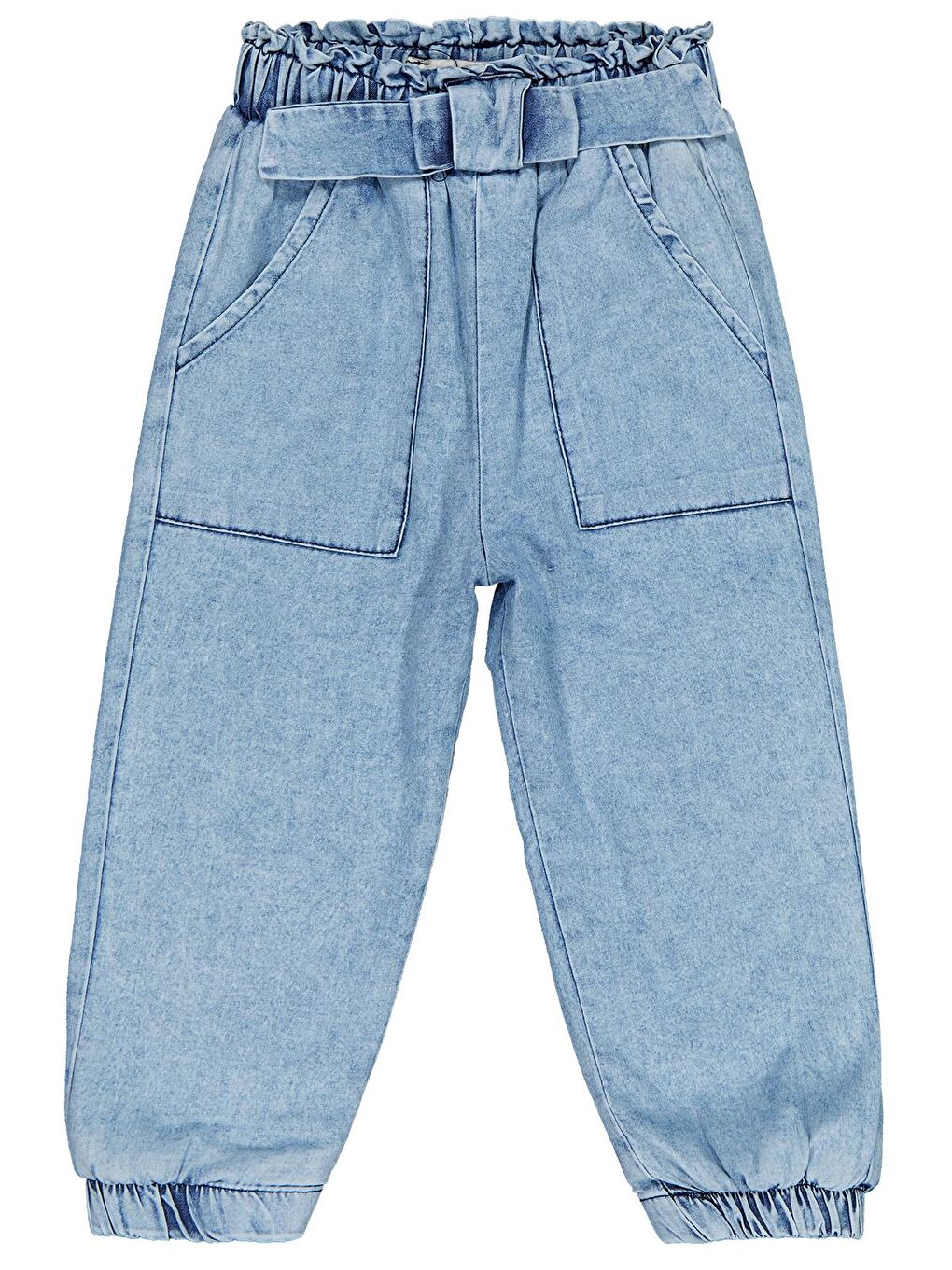 Girls Mobil Çiçek Aksesuarlı 2-5 Yaş Pantolon - Mavi