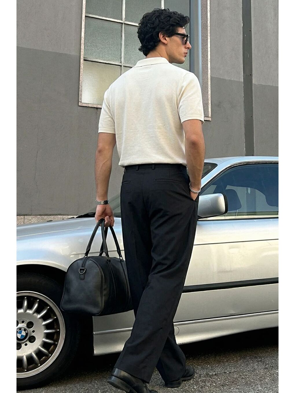 Erkek Relaxed Fit Basic Polo Yaka T-Shirt Ekru-3