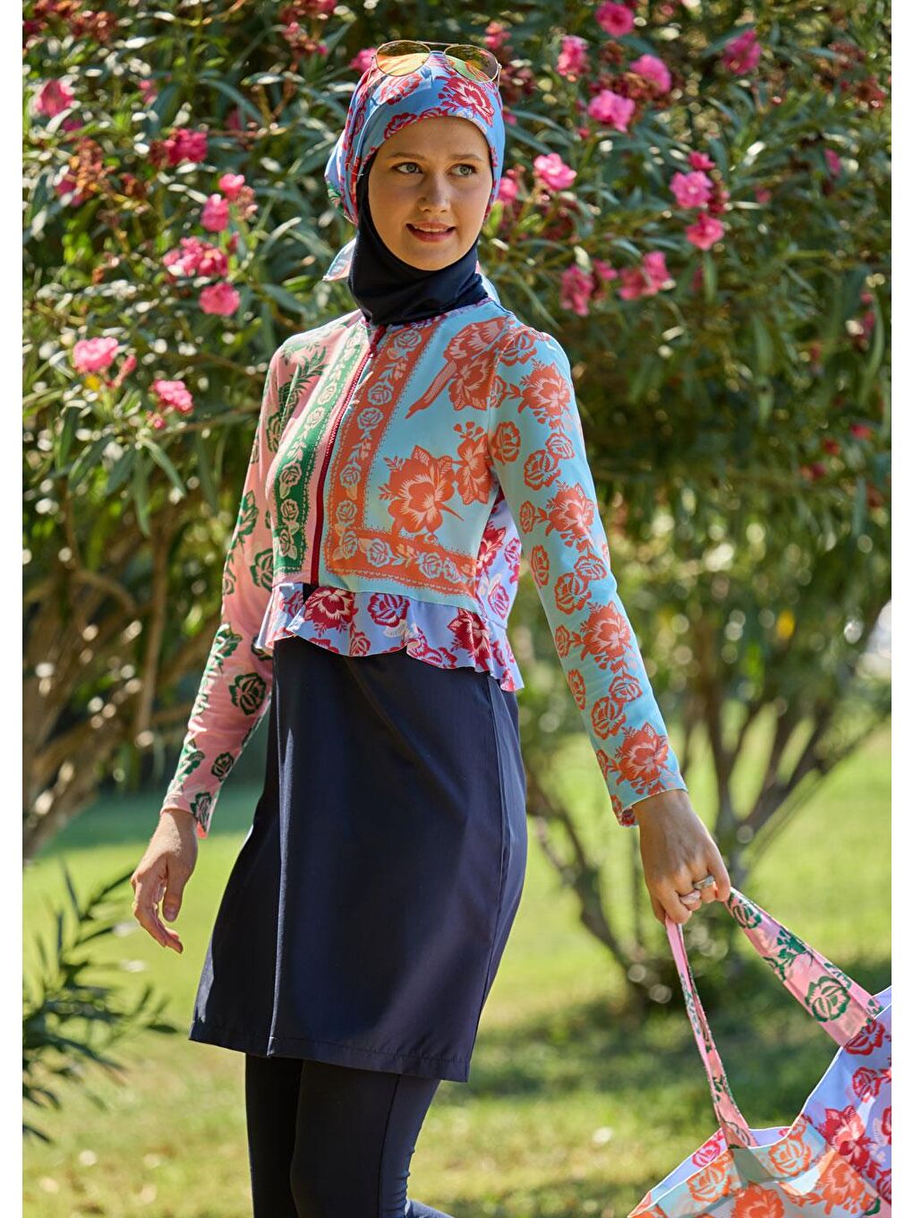 Karışık Papağan Paraşüt Tesettür Mayo-1