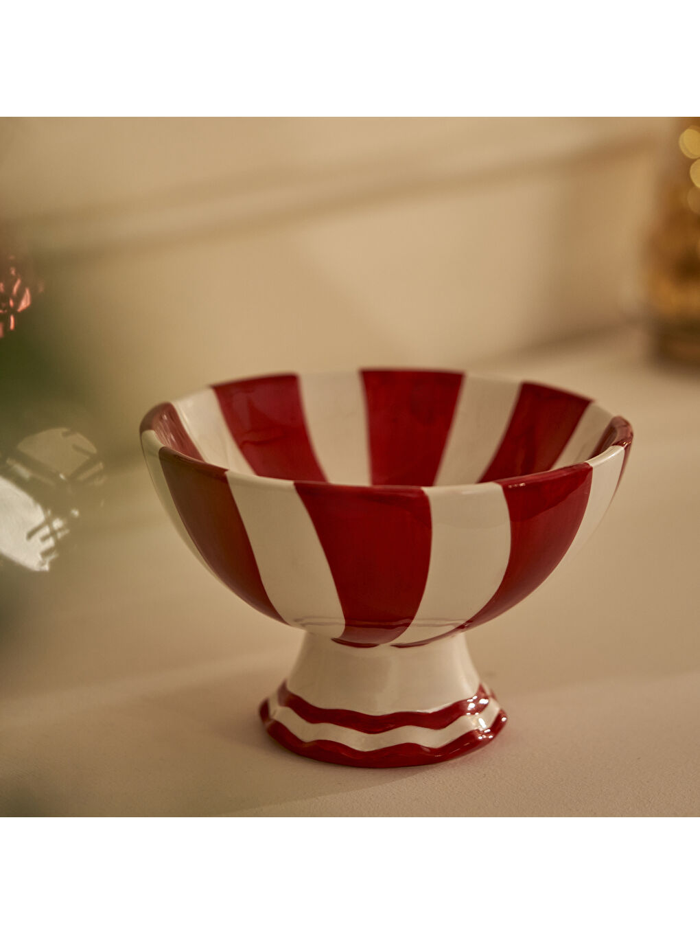 Merry Yılbaşı Seramik Sunum Kasesi Kırmızı (17,5x11,5 cm)-2