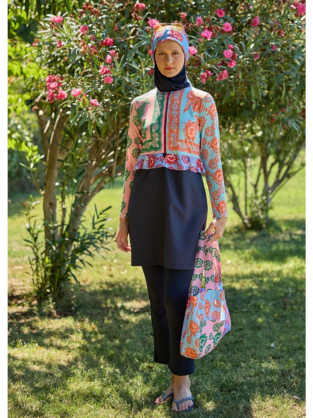 Karışık Papağan Paraşüt Tesettür Mayo-2