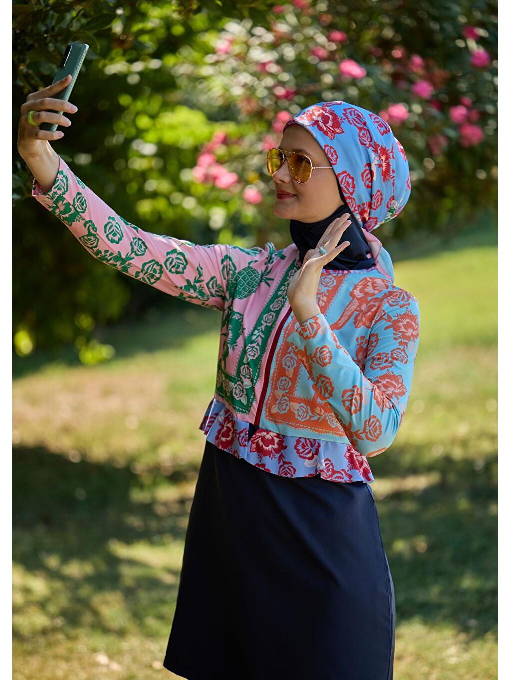 Karışık Papağan Paraşüt Tesettür Mayo-3