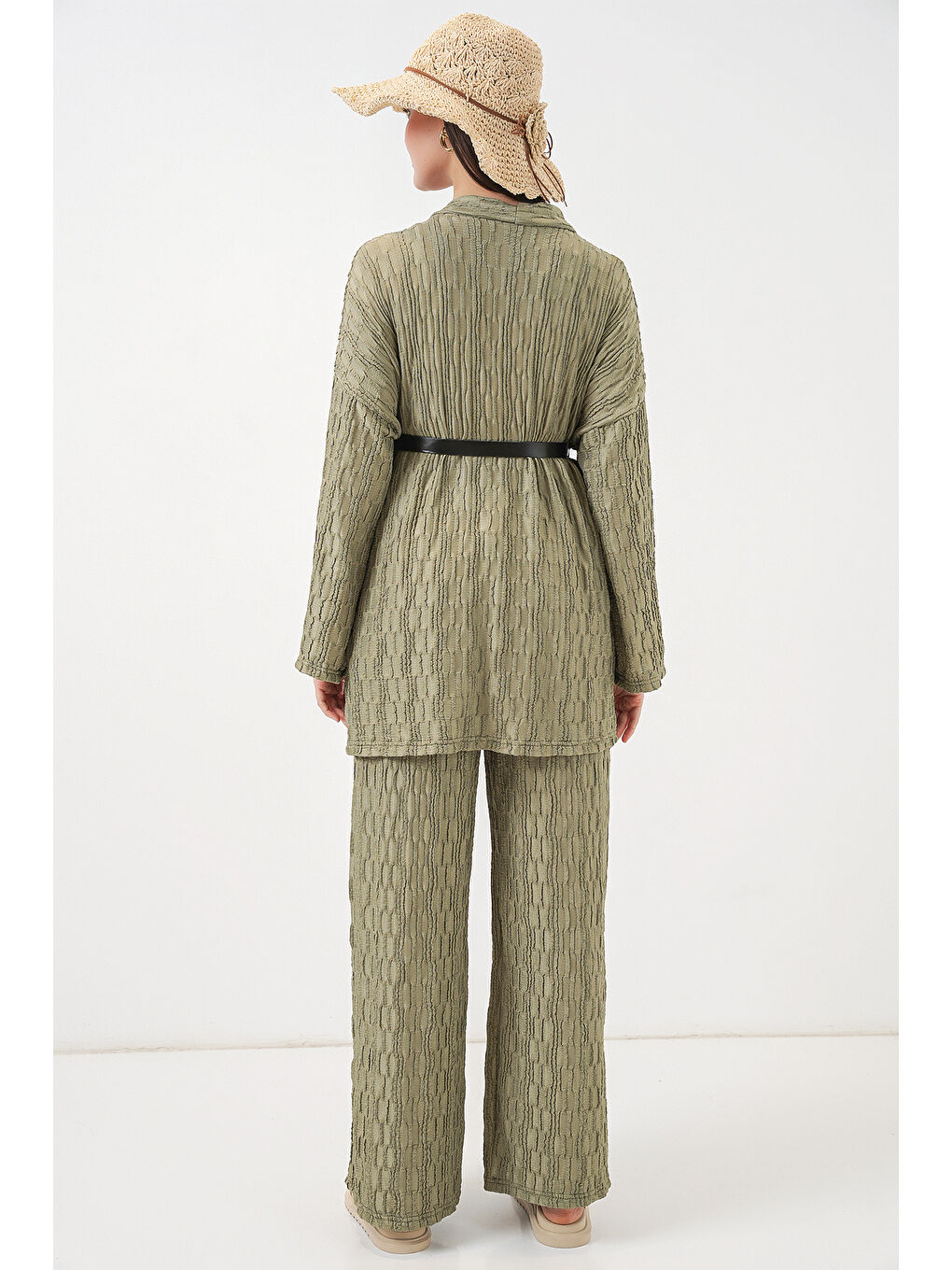 Yeşil Kadın Kimono Pantolon İkili Takım 30078 - Çağla-7