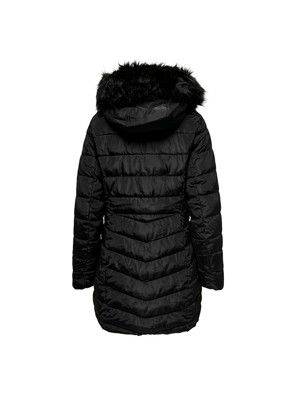 Only New Ellan Quilted Hood Fur Coat Kadın Beyaz Kapüşonlu Mont - 4