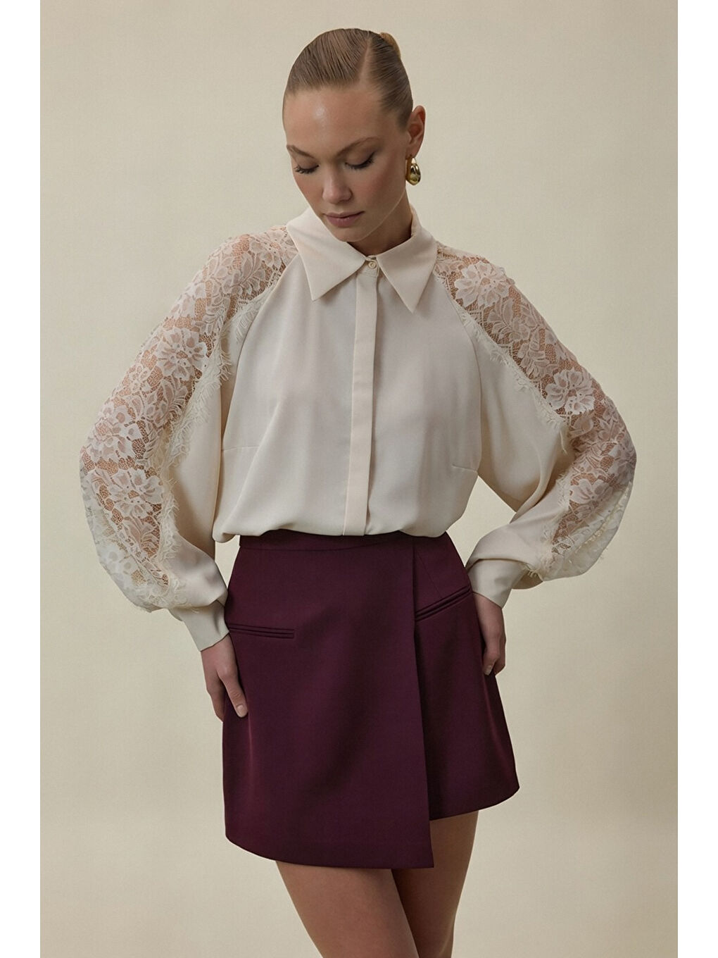 Talia Şort Etek - Mürdüm-2