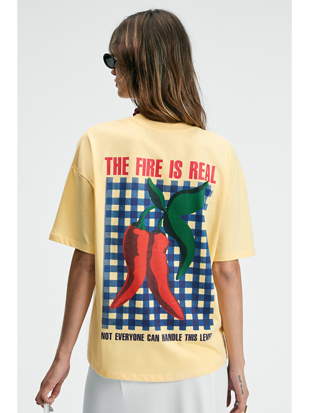 Sarı CASSIANE Kadın Bisiklet Yaka Kısa Kollu Ön Ve Arka Baskılı Regular SARI T-Shirt-5