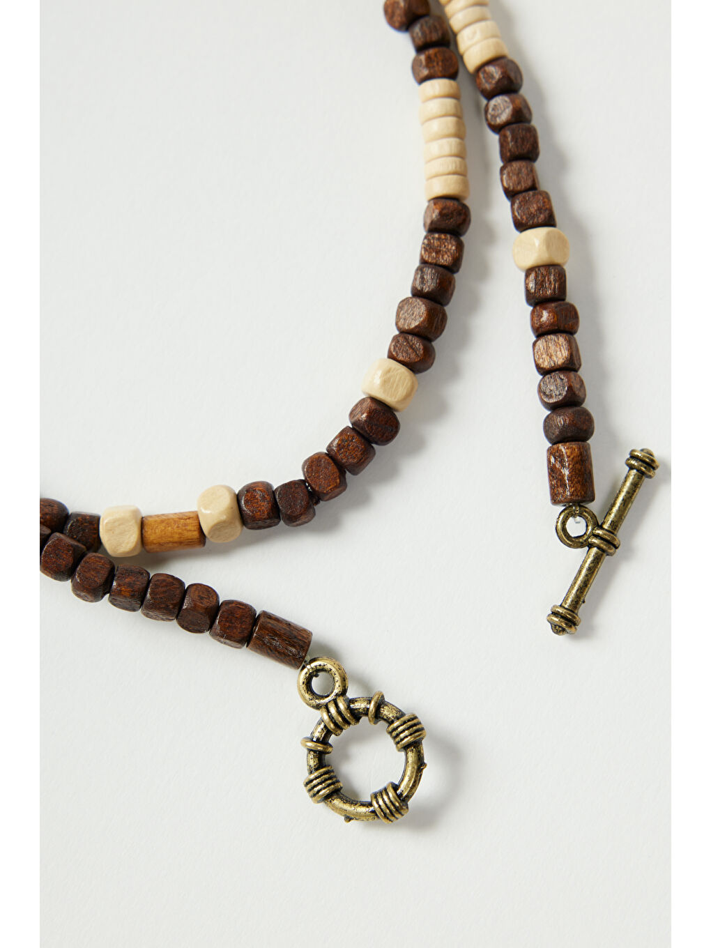 Kahverengi Erkek Kahve-Bej Desenli Ahşap Kolye-2