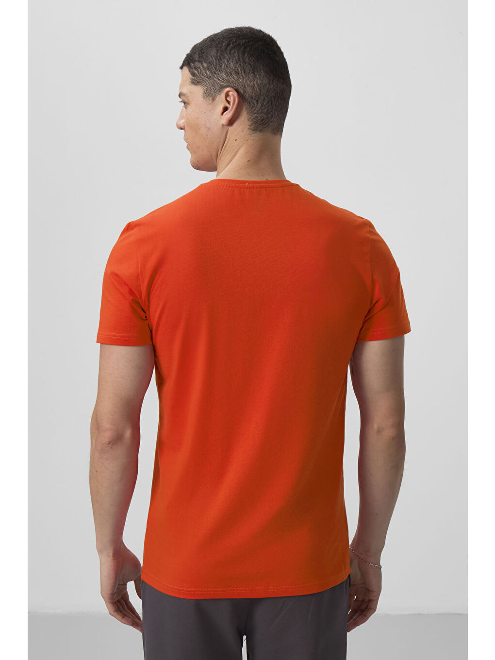 Turuncu Portakal Basic Kısa Kol Standart Kalıp V Yaka Erkek T-Shirt - 87912-4