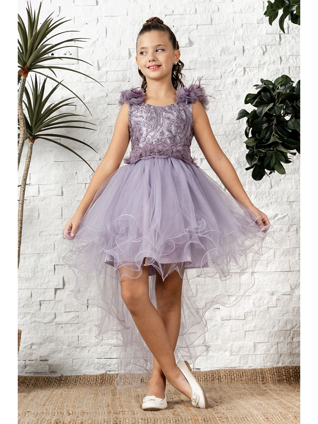 Lila Uzun Kuyruk Tütü Passos Kız Çocuk Abiye MNK0586-5