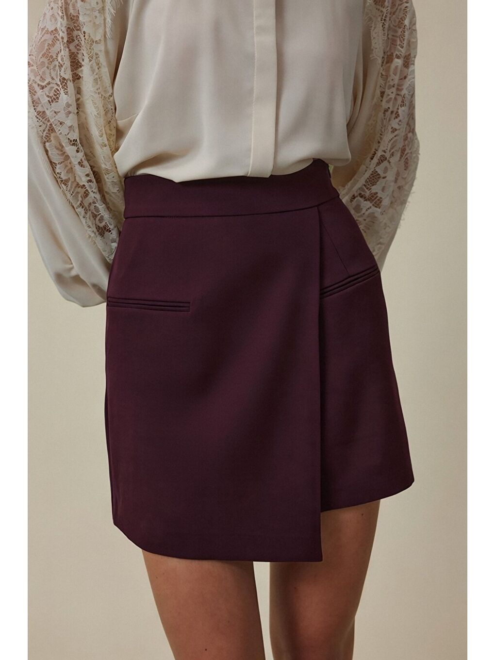 Talia Şort Etek - Mürdüm-4