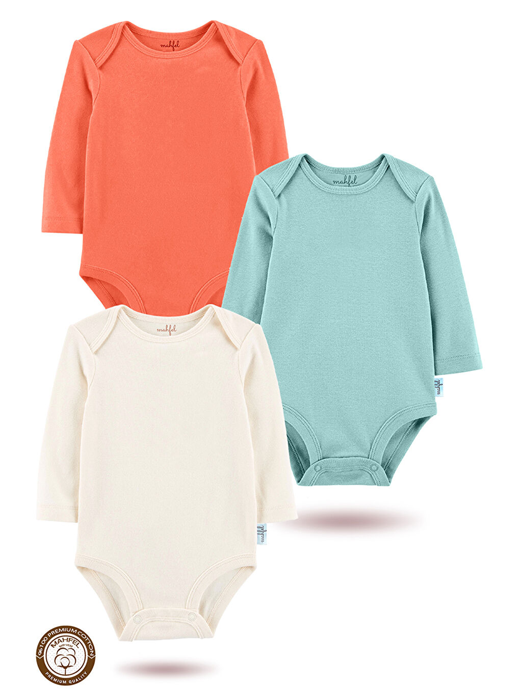 Bej %100 Pamuklu 3'lü Baskısız Çıtçıtlı Bebek Body Zıbın MV