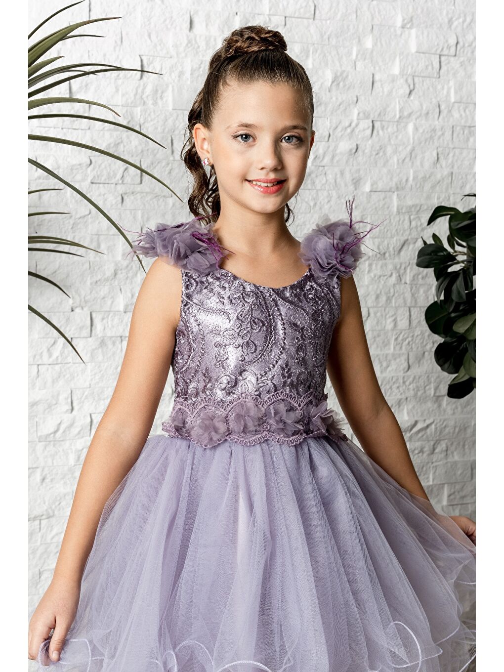 Lila Uzun Kuyruk Tütü Passos Kız Çocuk Abiye MNK0586-6