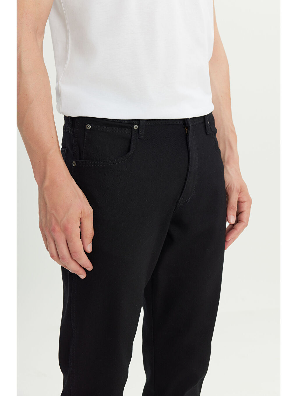 Siyah Arizona Straight Fit Normal Bel 5 Cep Esnek Pantolon-4