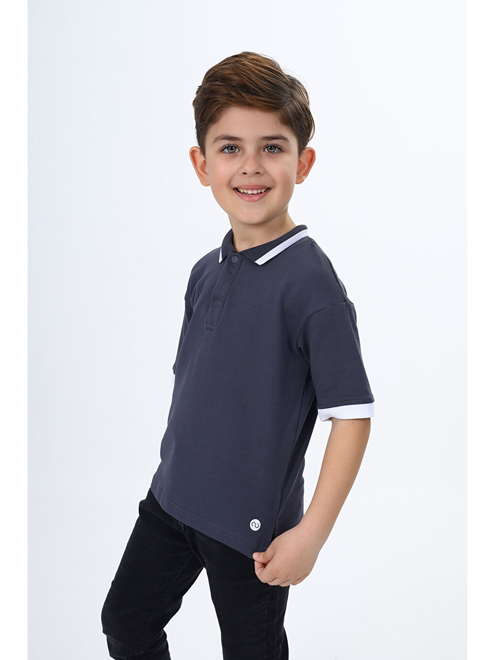 Antrasit Erkek Çocuk Baskılı Tişört-1