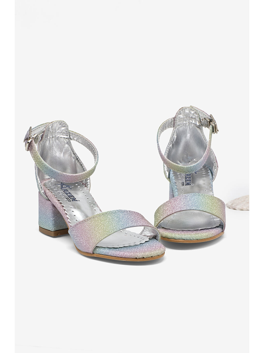 Mavi Kız Çocuk Simli Çocuk Topuklu Ayakkabı-2