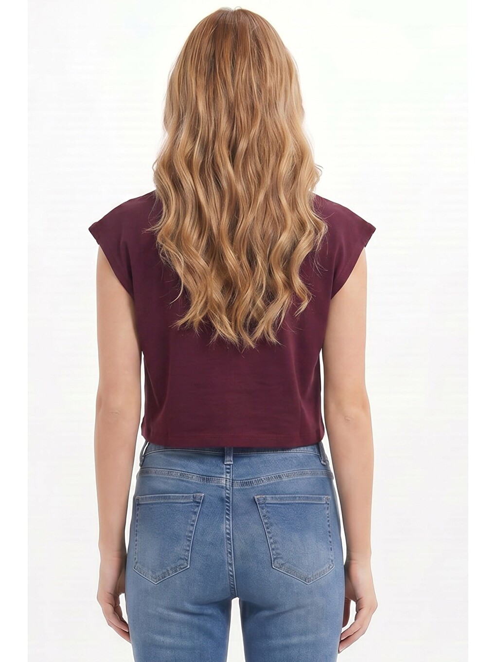 Kadın Oversize Geniş Kesim Bisiklet Yaka Omzu Düğmeli Elastanlı Bordo Viskon Bluz-4