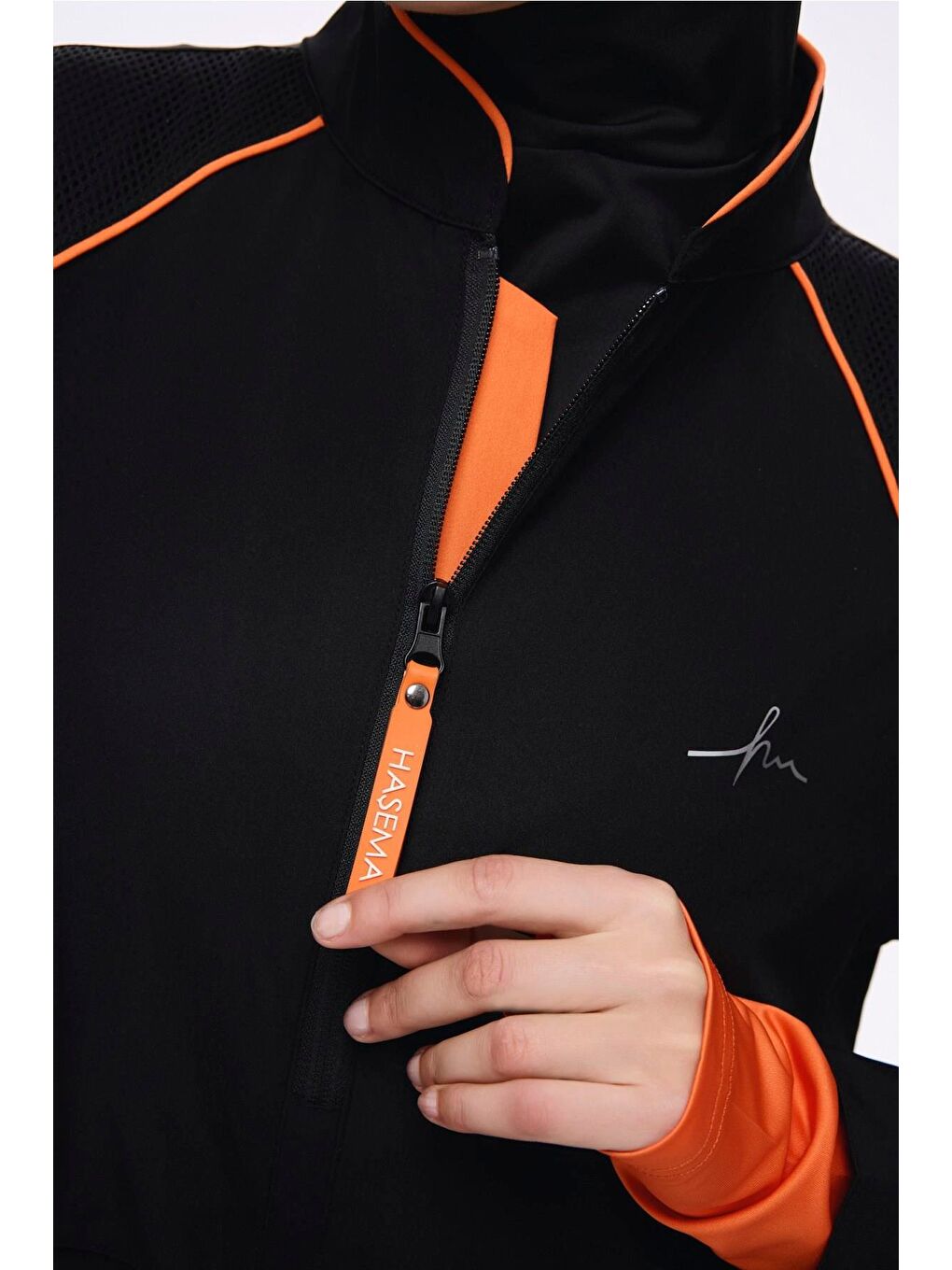 Performans Serisi Turuncu Biyeli Siyah 5 Parça Tam Tesettür Mayo Takımı 2019-4