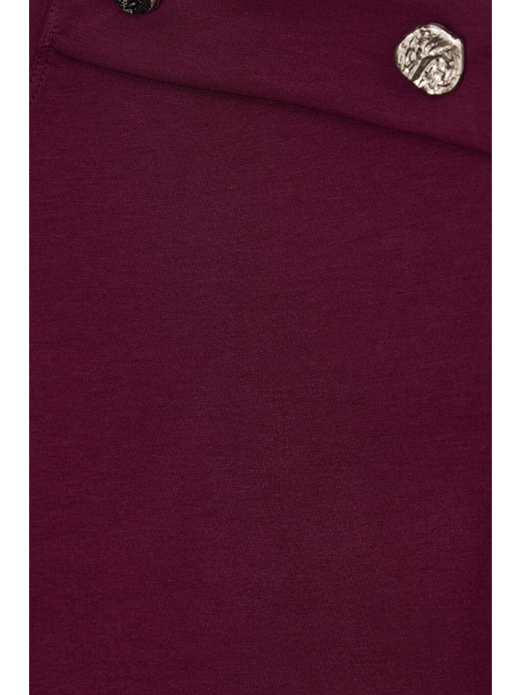 Kadın Oversize Geniş Kesim Bisiklet Yaka Omzu Düğmeli Elastanlı Bordo Viskon Bluz-5