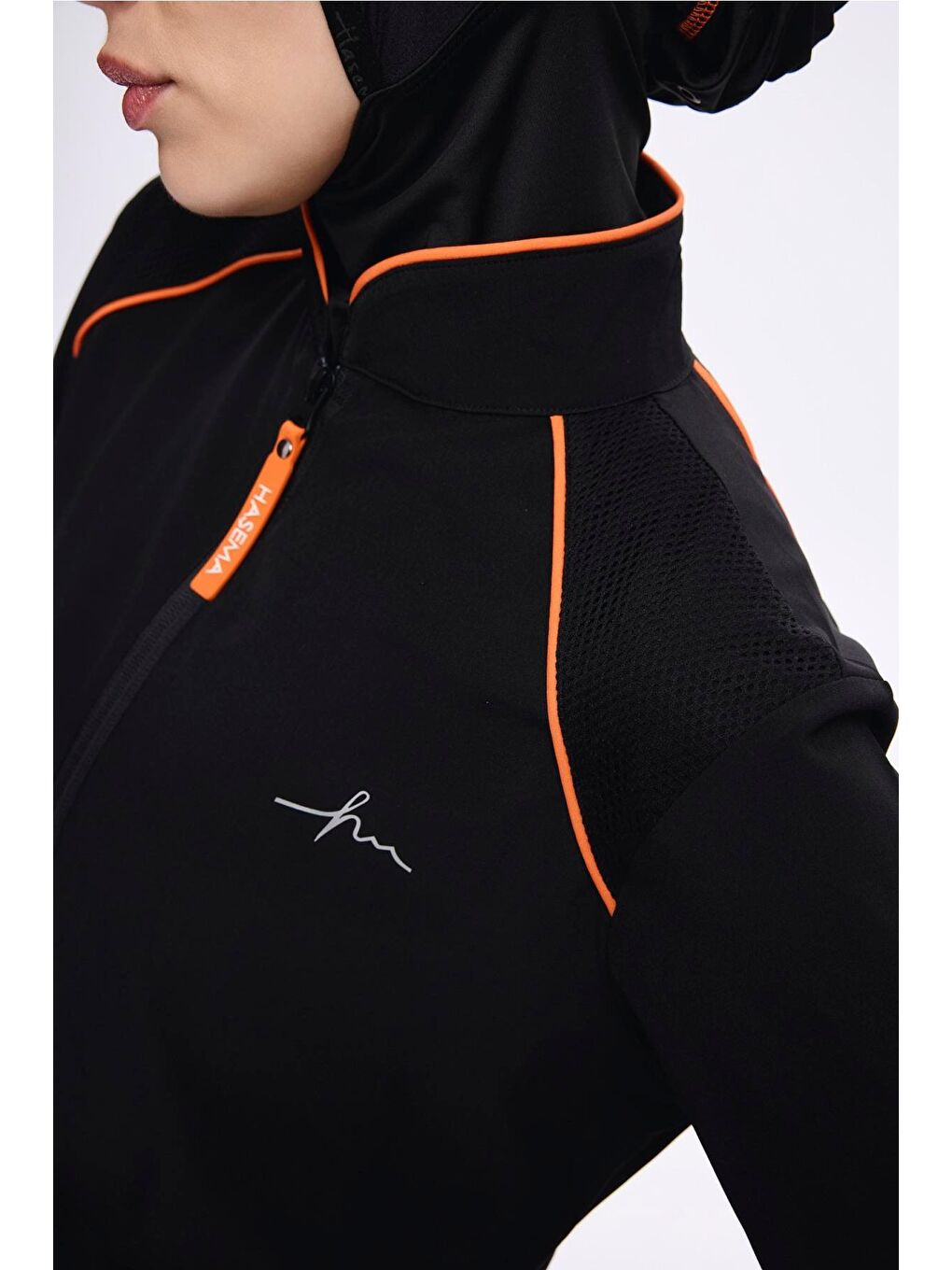 Performans Serisi Turuncu Biyeli Siyah 5 Parça Tam Tesettür Mayo Takımı 2019-5