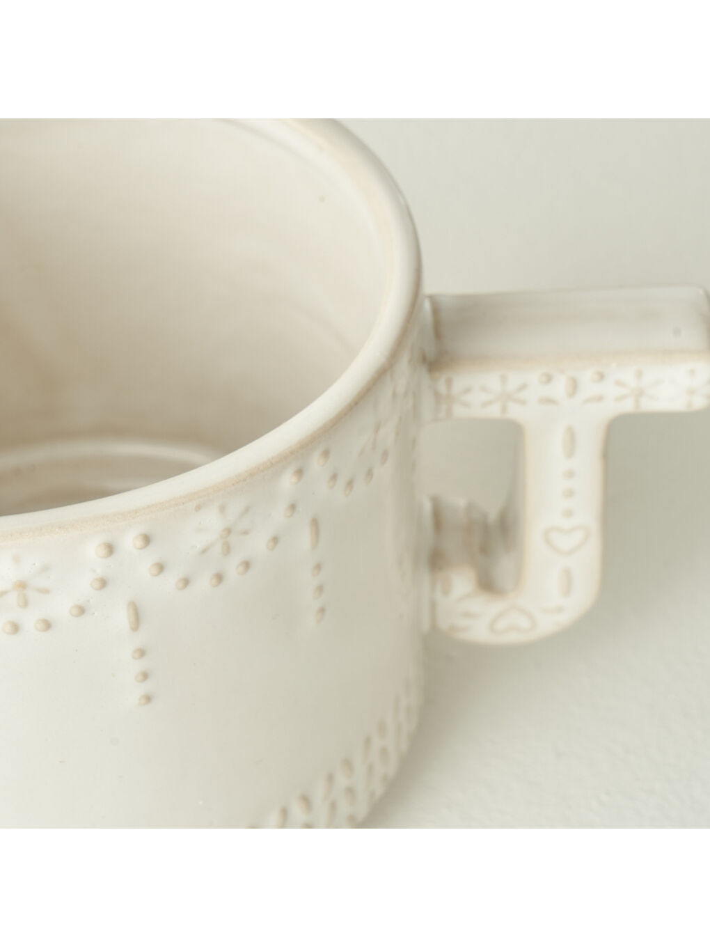 Ekru Joy Stoneware Yılbaşı 3'lü Kupa Seti Krem (390 cc)-1