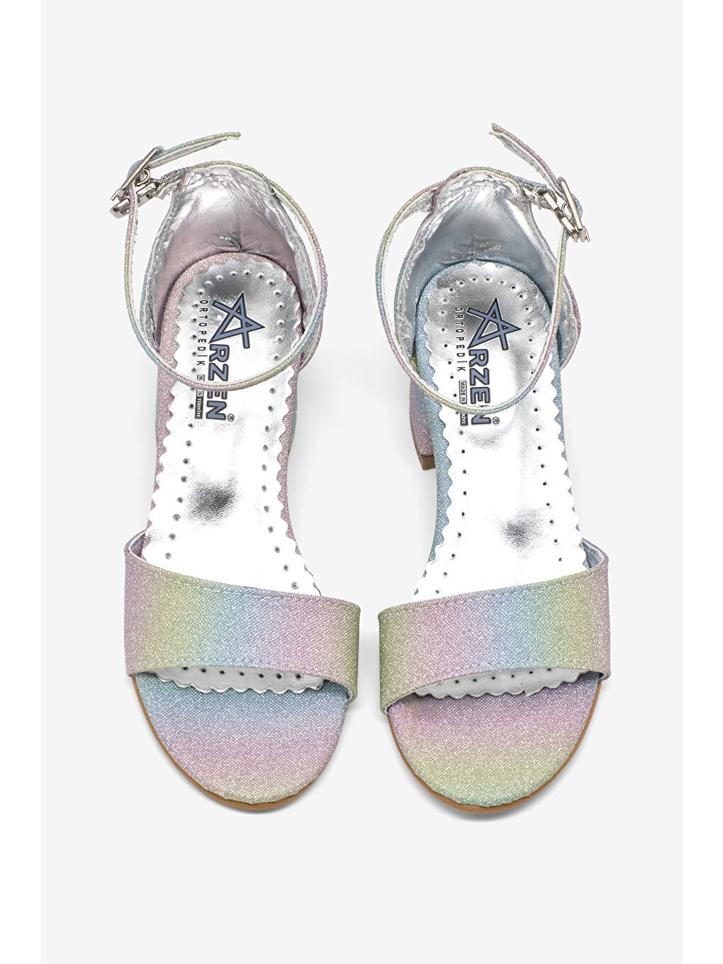 Mavi Kız Çocuk Simli Çocuk Topuklu Ayakkabı-3