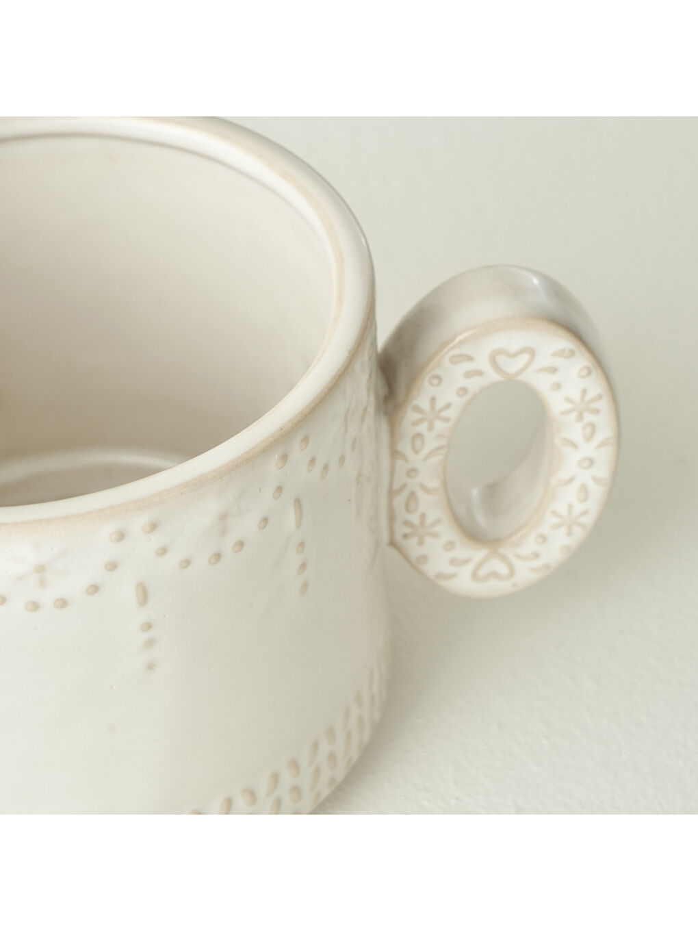 Ekru Joy Stoneware Yılbaşı 3'lü Kupa Seti Krem (390 cc)-2