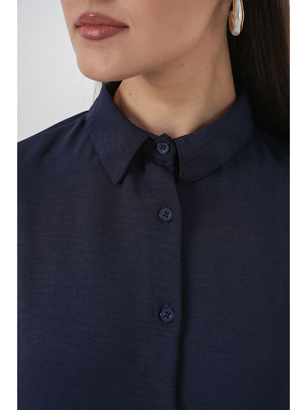 Kadın Gömlek Pantolon İkili Takım 30063 - Lacivert-4