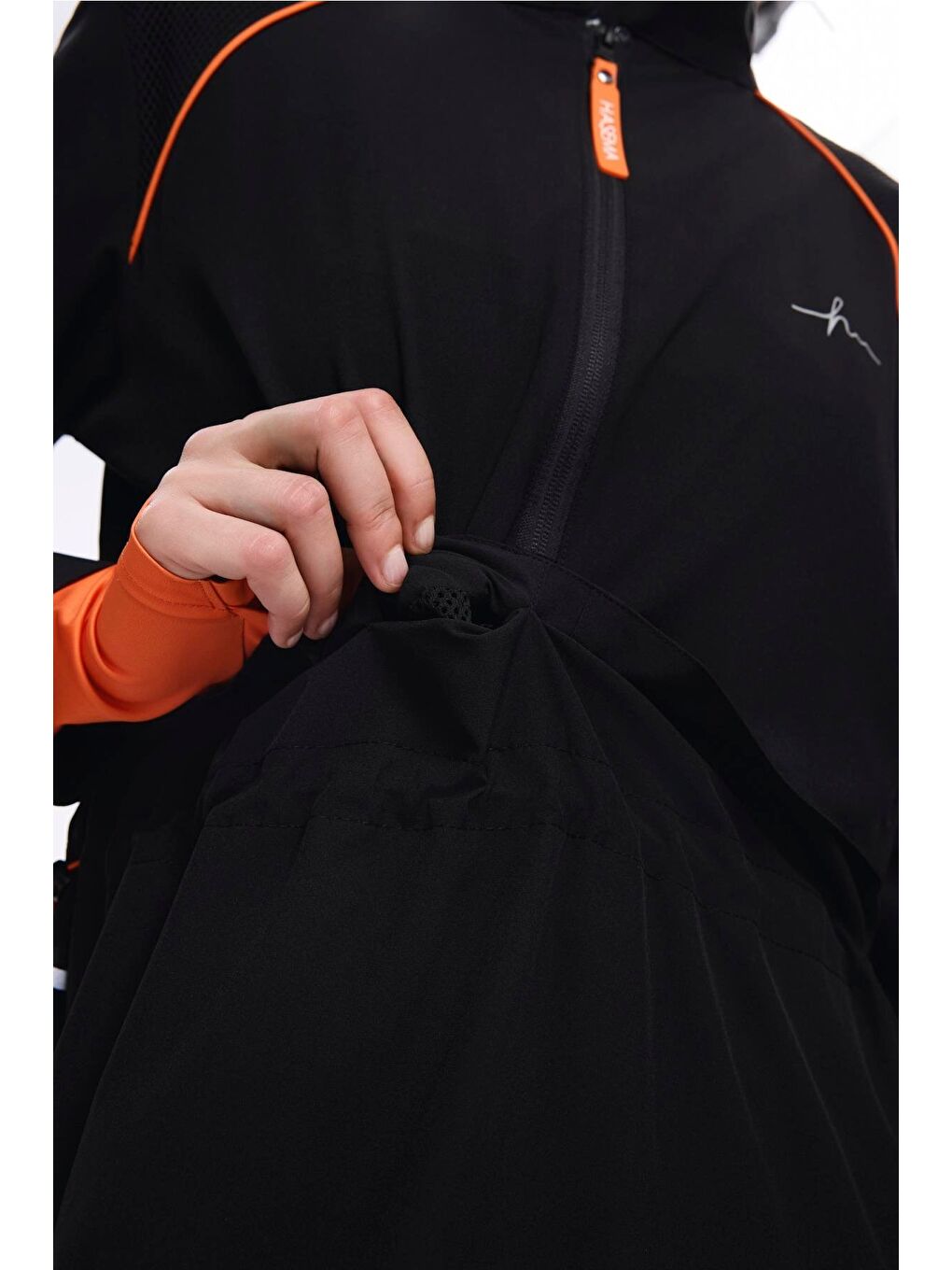 Performans Serisi Turuncu Biyeli Siyah 5 Parça Tam Tesettür Mayo Takımı 2019-8