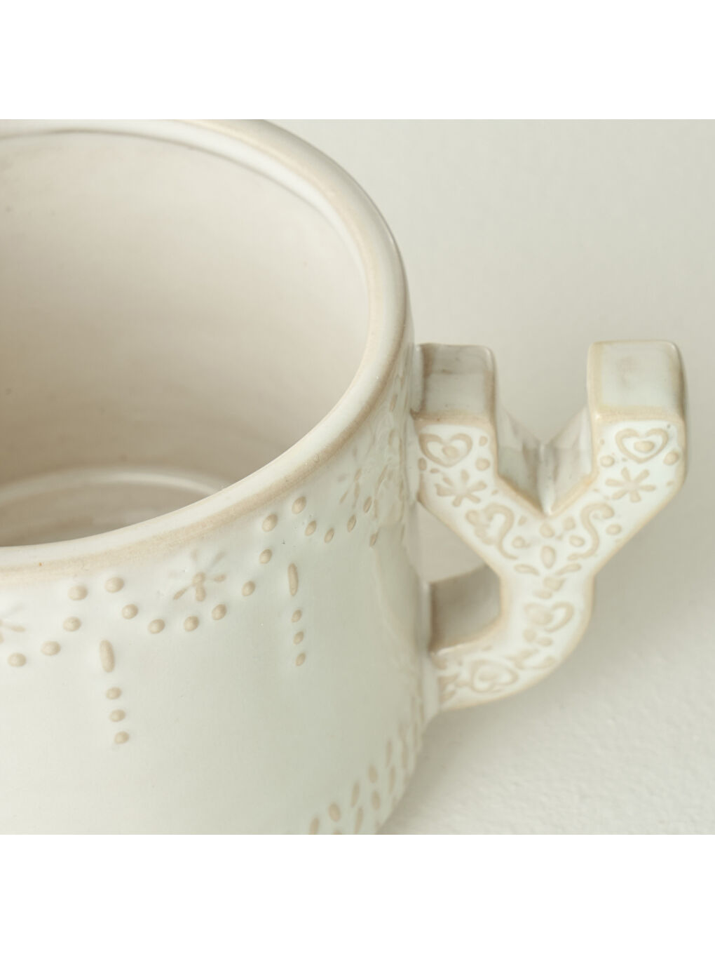 Ekru Joy Stoneware Yılbaşı 3'lü Kupa Seti Krem (390 cc)-3