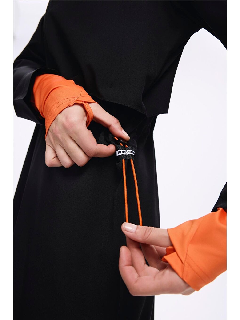 Performans Serisi Turuncu Biyeli Siyah 5 Parça Tam Tesettür Mayo Takımı 2019-10