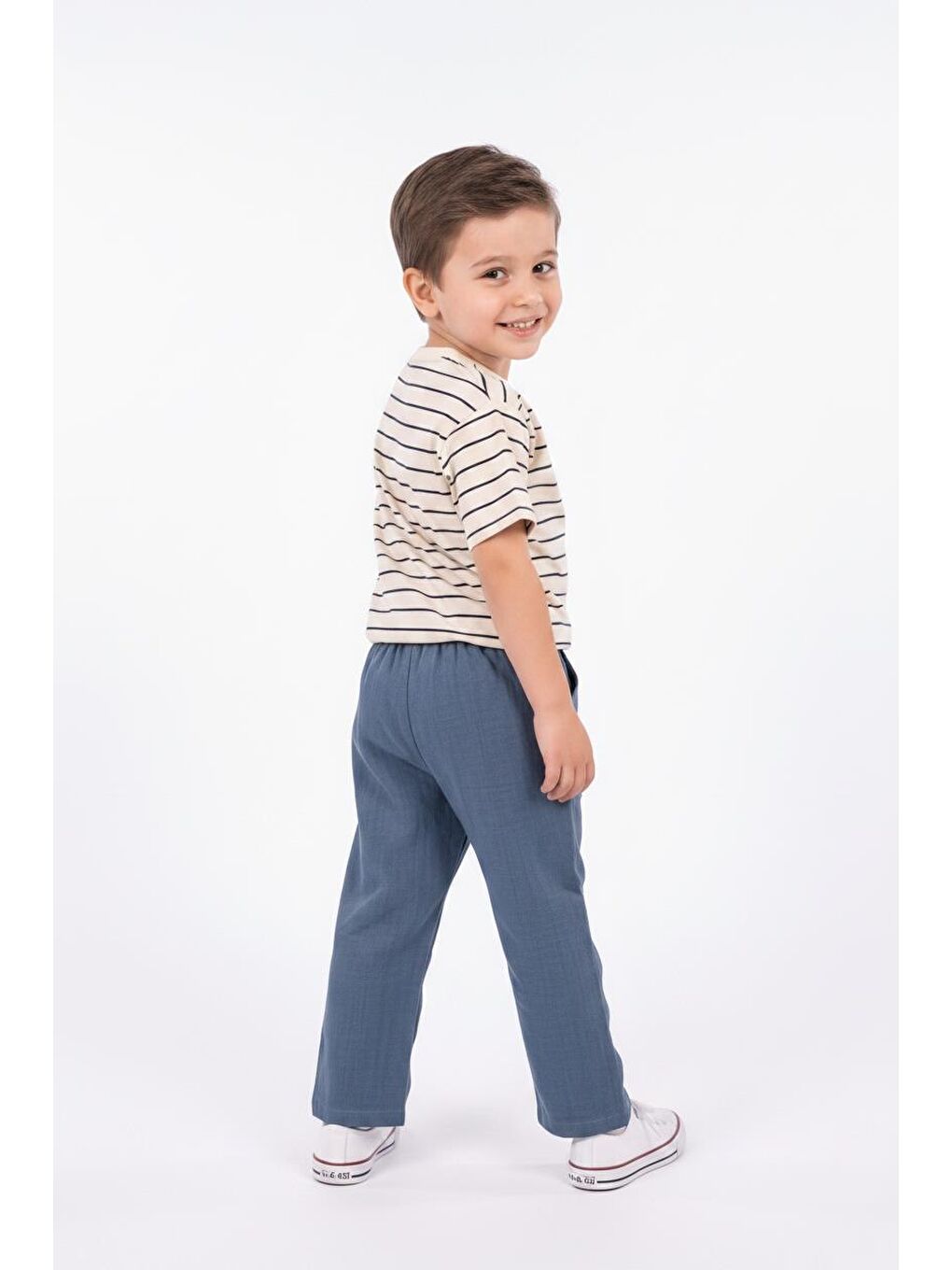 İndigo Müslin Pantolon Süprem Tişört 2li Takım-1