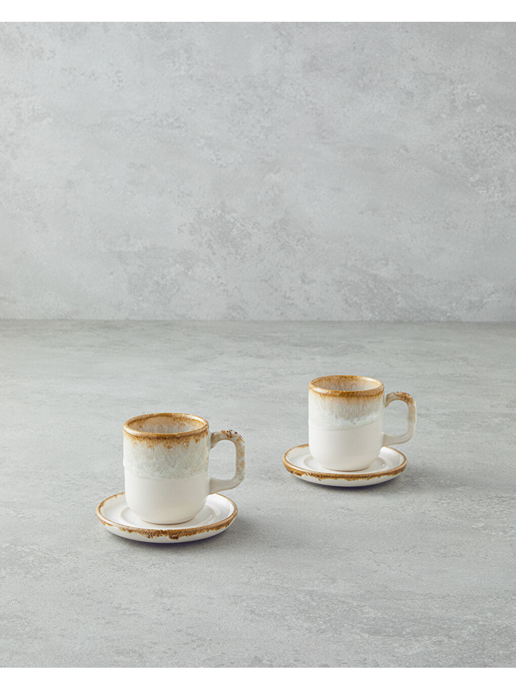 Ekru Alicent Seramik 4 Parça 2 Kişilik Double Kahve Fincan Takımı 150 ml Krem