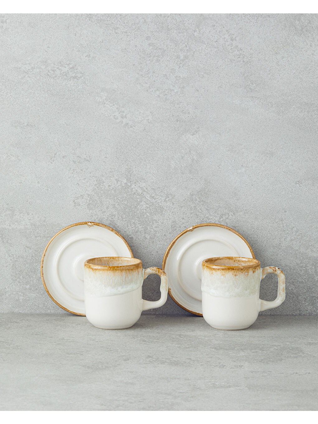 Ekru Alicent Seramik 4 Parça 2 Kişilik Double Kahve Fincan Takımı 150 ml Krem-1