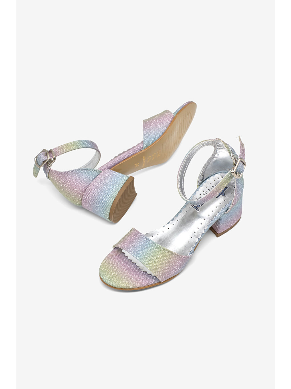 Mavi Kız Çocuk Simli Çocuk Topuklu Ayakkabı-4