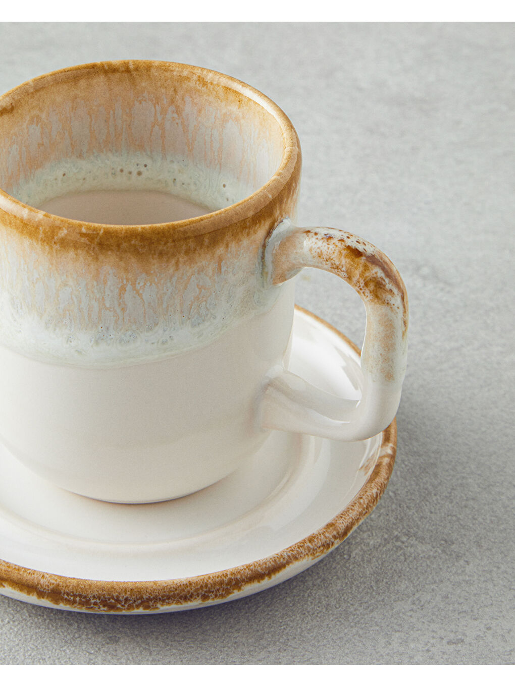 Ekru Alicent Seramik 4 Parça 2 Kişilik Double Kahve Fincan Takımı 150 ml Krem-3