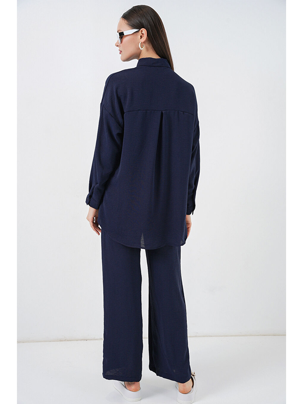 Kadın Gömlek Pantolon İkili Takım 30063 - Lacivert-5