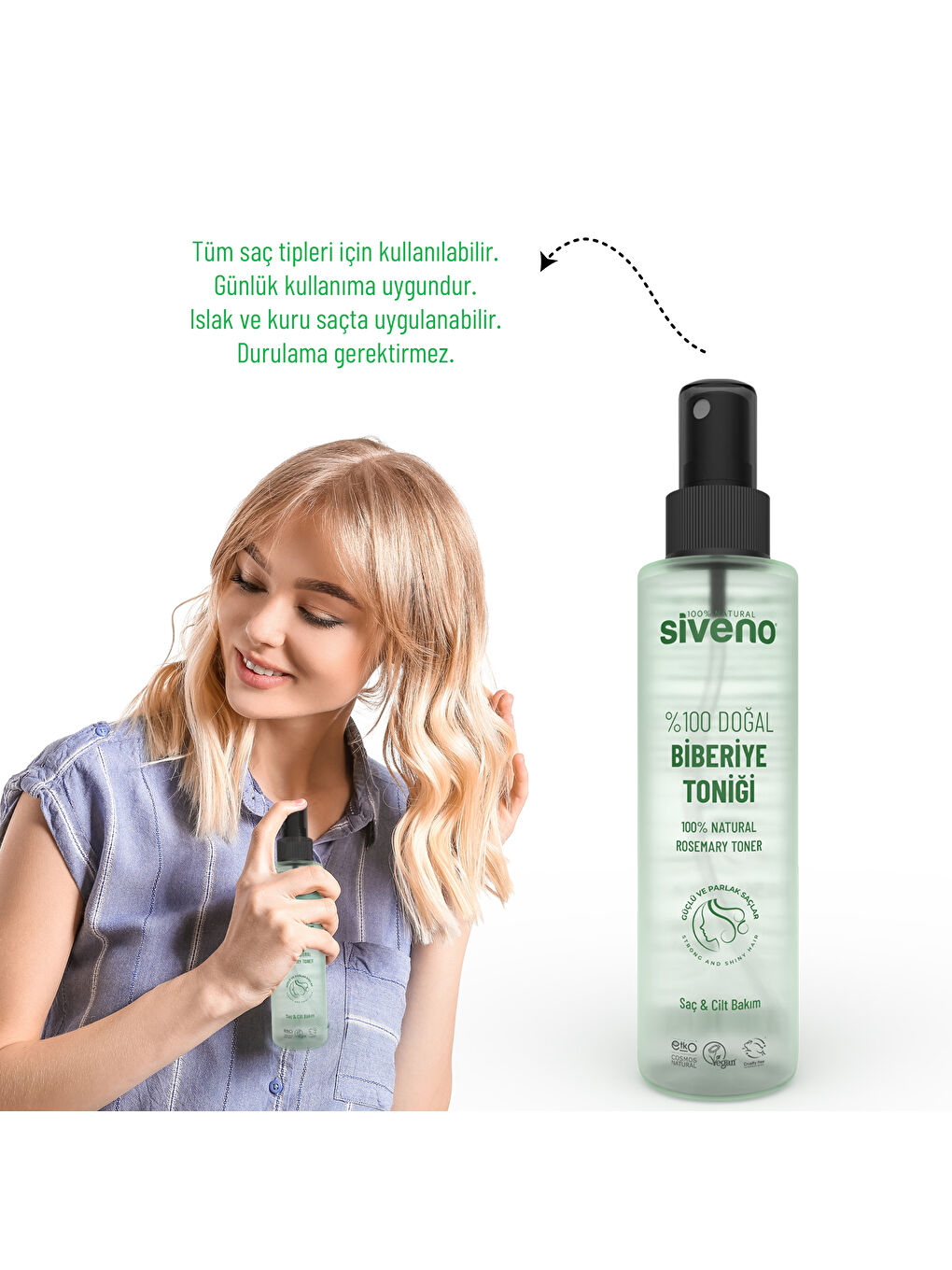 %100 Doğal Biberiye Suyu Saç Dökülmesi Karşıtı ve Hızlı Saç Uzatma Etkili Saç Toniği 150 ml-1